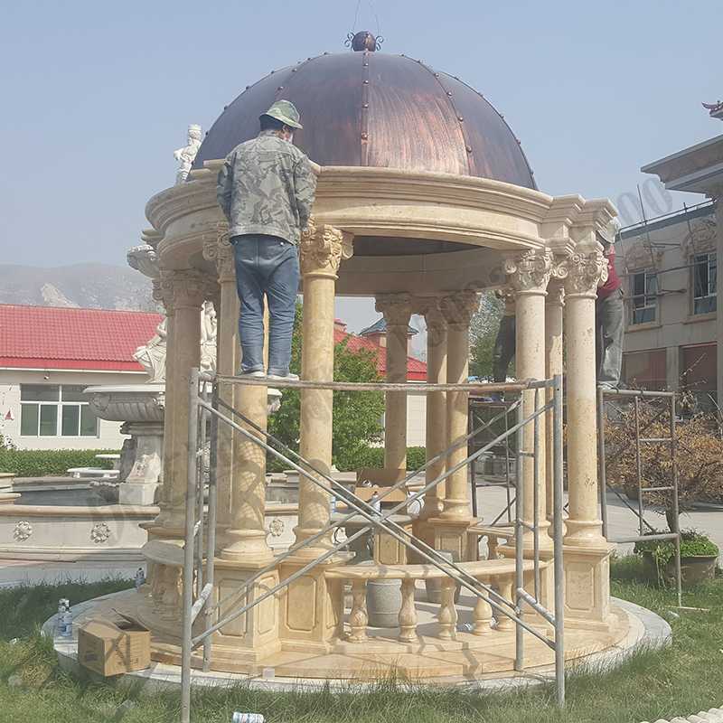 歐式大理石涼亭，石雕柱子亭子，石材景觀涼亭