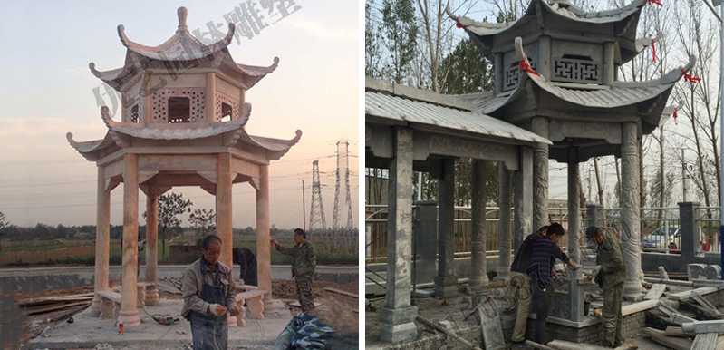中式大理石涼亭安裝，石雕景觀亭子工廠，中式?jīng)鐾S家