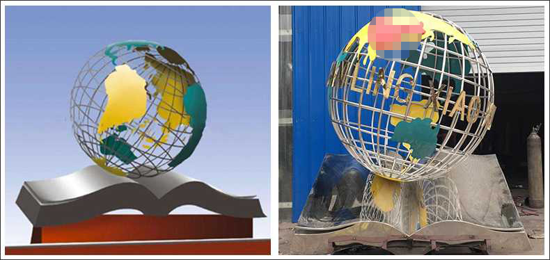 不銹鋼地球，景觀地球雕塑，學(xué)校地球儀擺件