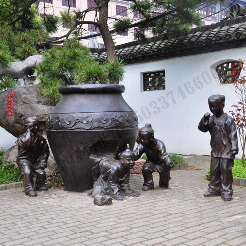 銅小孩雕塑,兒童銅雕塑