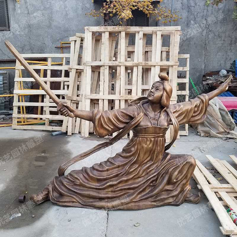 銅舞劍人物雕塑，古代銅人物雕塑